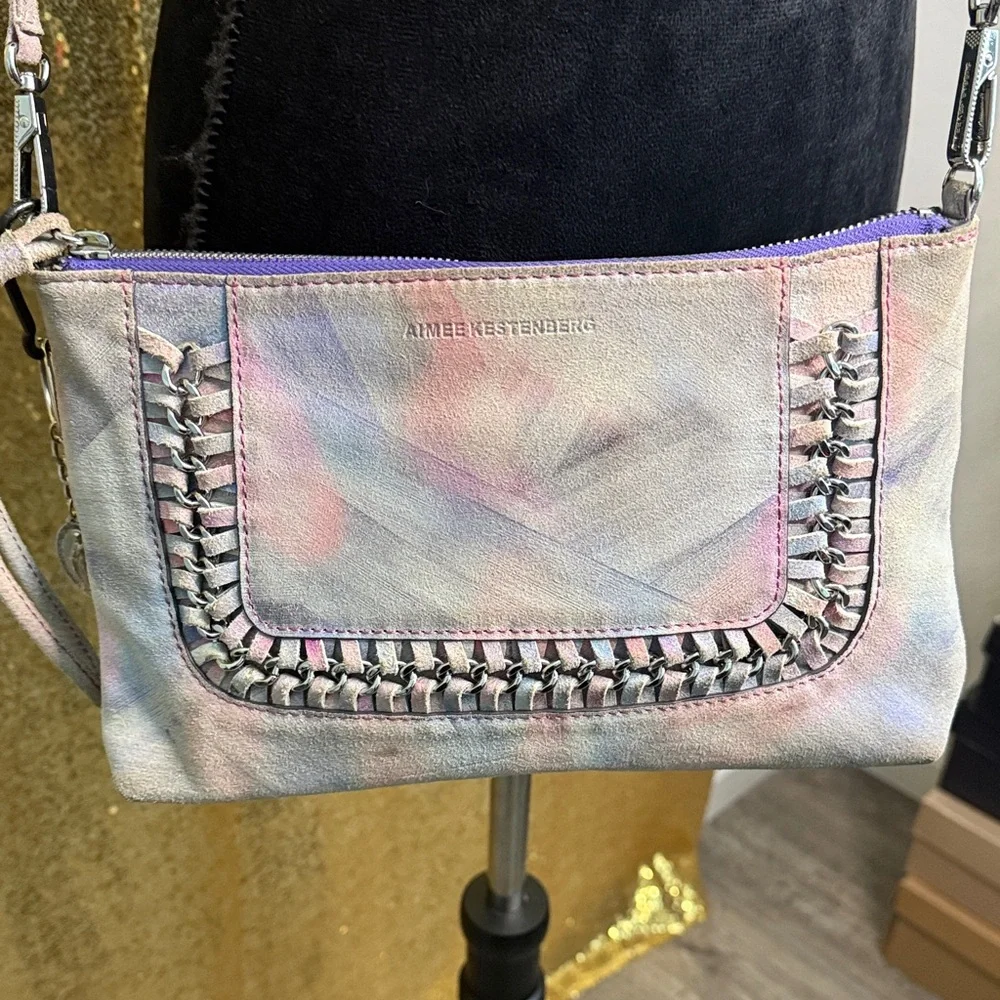 Aimee Kestenberg suede rainbow brushed print Crossbody Bag
